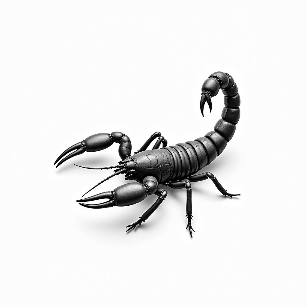 Scorpion with sharp and detailed pincers.in minimalist style tattoo, featuring simple shapes and fine lines, with minimal shading and details, tiny triangles, creating a sense of balance and harmony - Variation 4