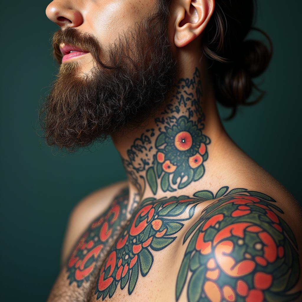Zeusin portrait tattoo style, featuring a highly realistic and detailed depiction