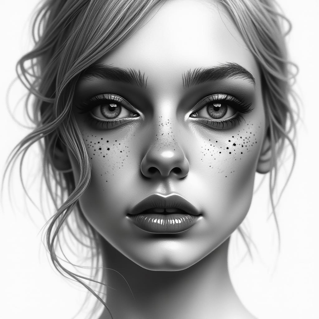 Facein realism tattoo style, featuring a highly detailed, lifelike, capturing every detail, photorealistic, ultra realistic, intricate shading, smooth and sharp,   - Variation 2