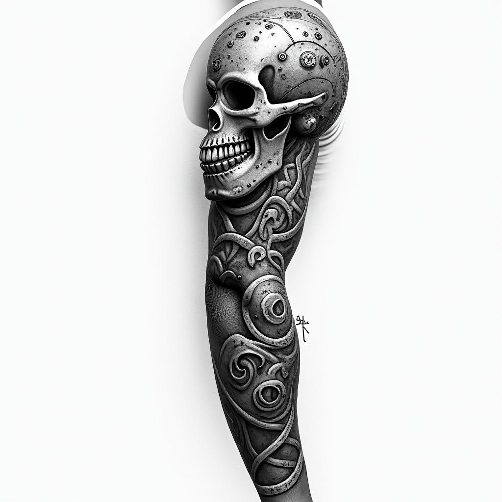 Mechanical sleevehigly detailed tattoo