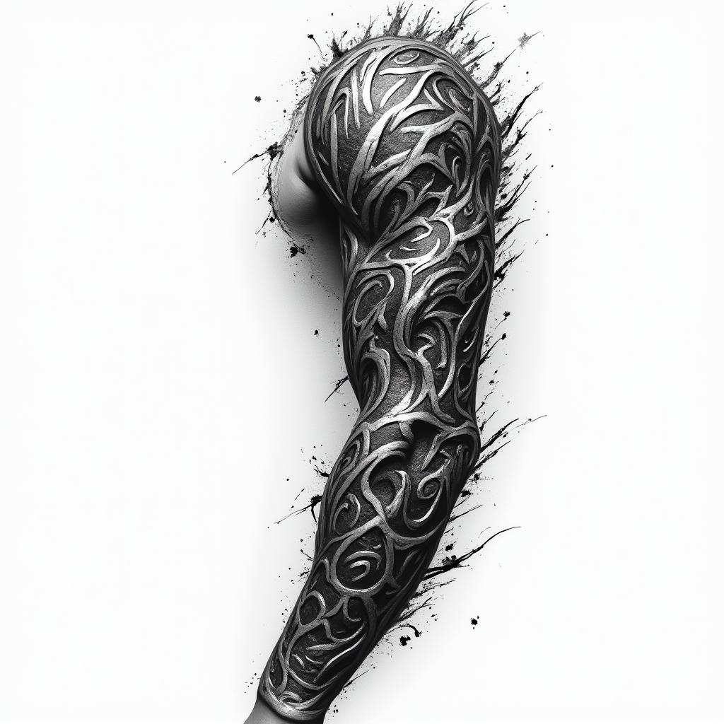 Mechanical sleevehigly detailed tattoo - Variation 4