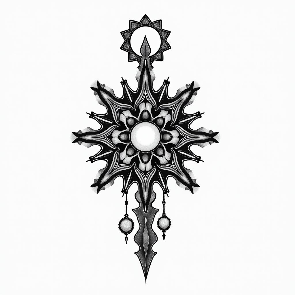 Vadalia Sagittarius Franklin Countyin spiritual symbols tattoo style, featuring an intricate design incorporating elements, Hamsa hand, third eye, minimalist composition - Variation 3