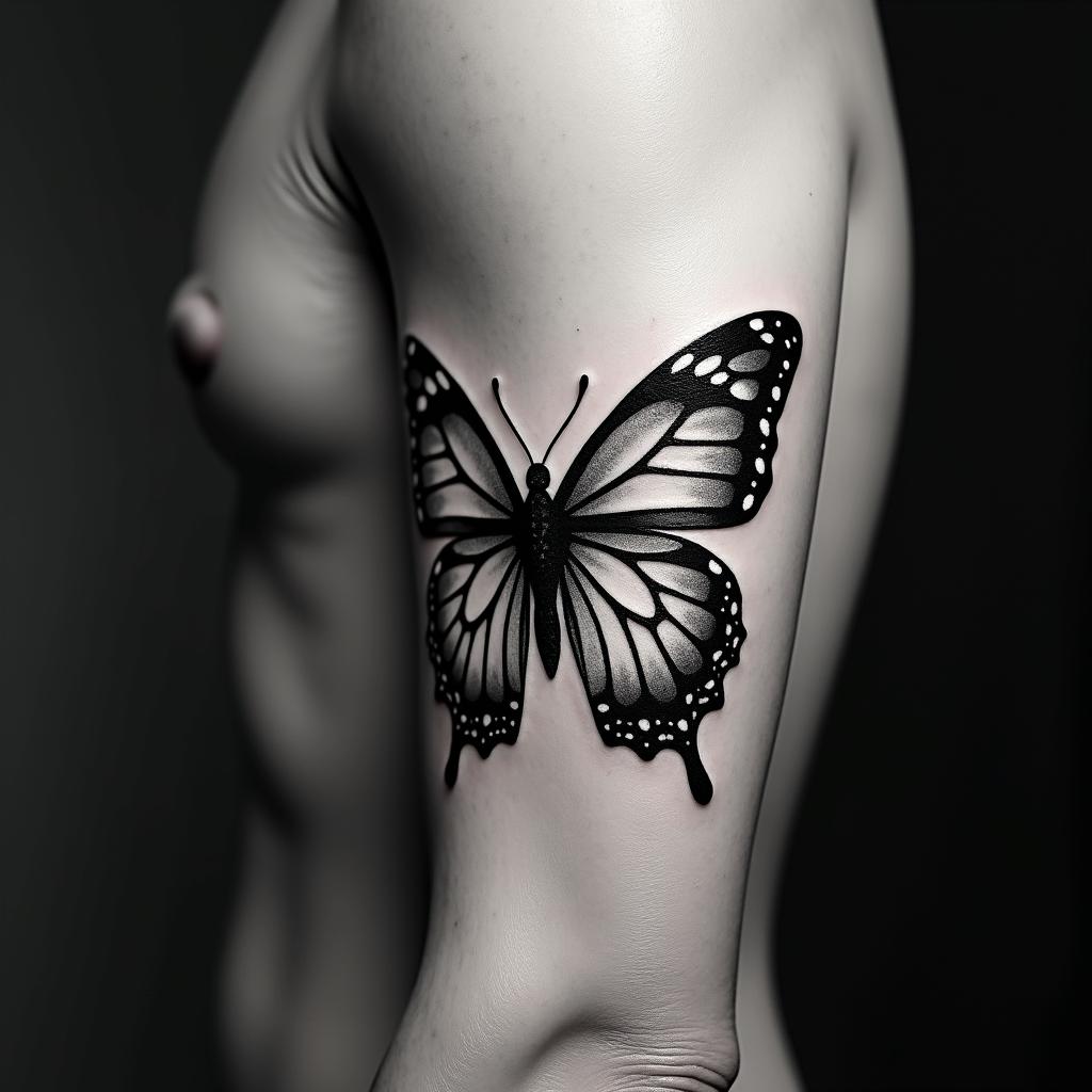 Butterfly with complicated wing patternshigly detailed tattoo - Variation 4