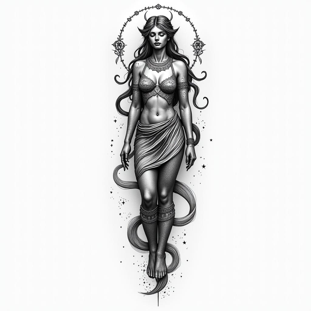 A mix of Libra, Virgo and Pisces tattoo ideahigly detailed tattoo