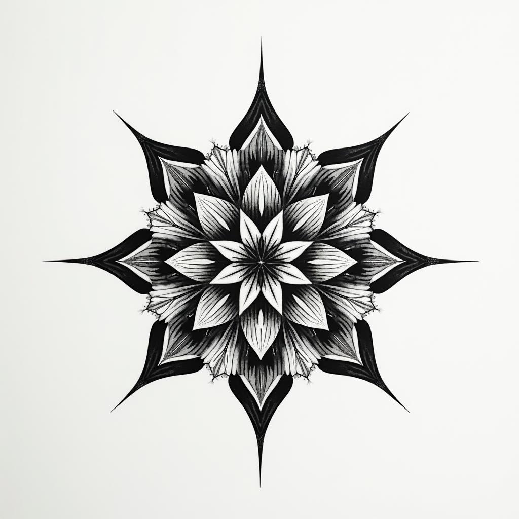 Create a subtle realistic tattoo from the names Hailey and Zayn. in geometric style tattoo, blending hexagons, mandala-inspired patterns, symmetrical and fractal design, clean lines, sharp angles