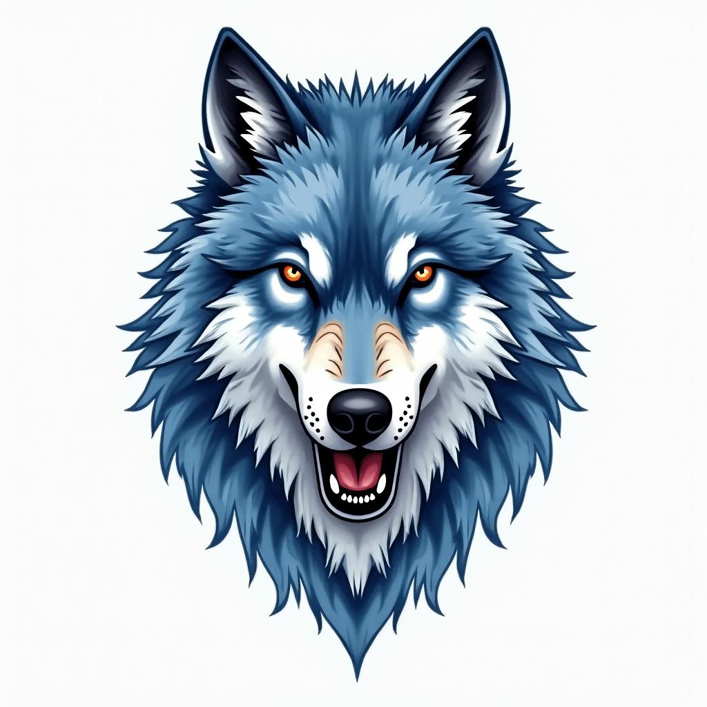 A fierce-looking wolf depicted in a watercolor style, representing strength and kindness, with shades of blue in the color palette. Accompanying the wolf is the name "Grayson" artistically integrated into the design, embodying the qualities of being artistic, strong, outgoing, loving, caring, and affectionate. The overall feel of the tattoo should convey deep emotion and significant meaning, reflecting the birthday of 12.15.17.higly detailed tattoo - Variation 3