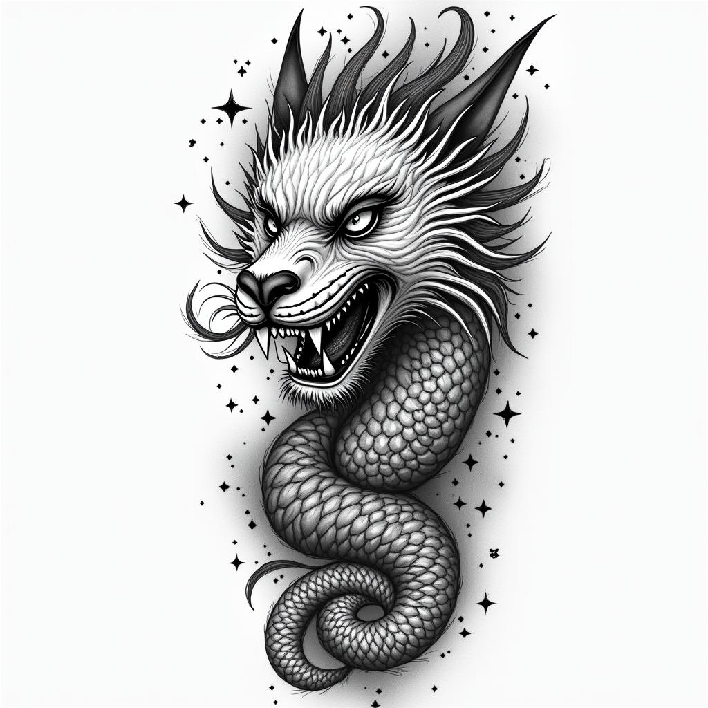 Trash polka sleevein japanese style tattoo, detailed tattoo, traditional japanese culture tattoo, mythology, 8k - Variation 3