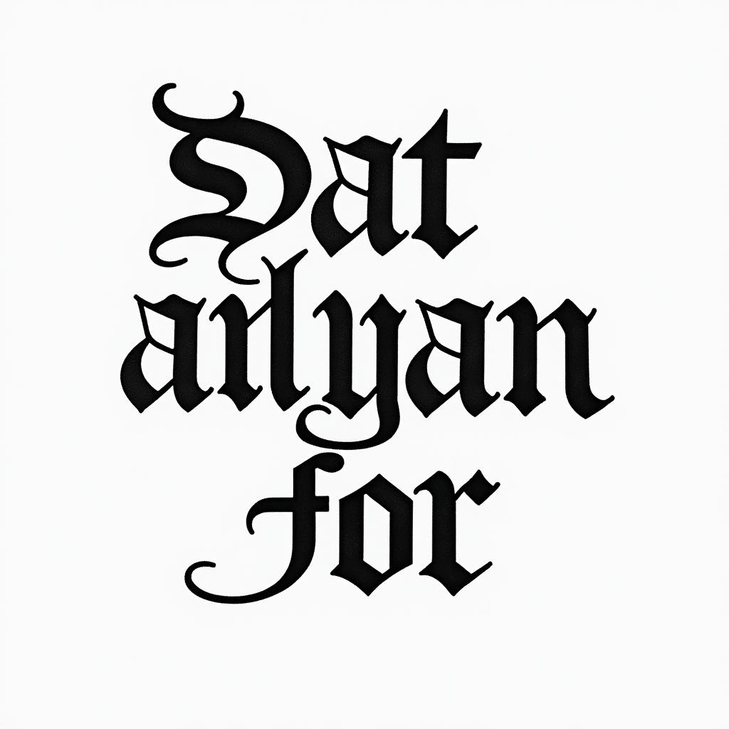 Family Myron Elyanatext-based tattoo, gothic font ultra-realistic, perfectly placed, high-quality font design, photo-realistic shading, 8k, high quality, finely detailed typography