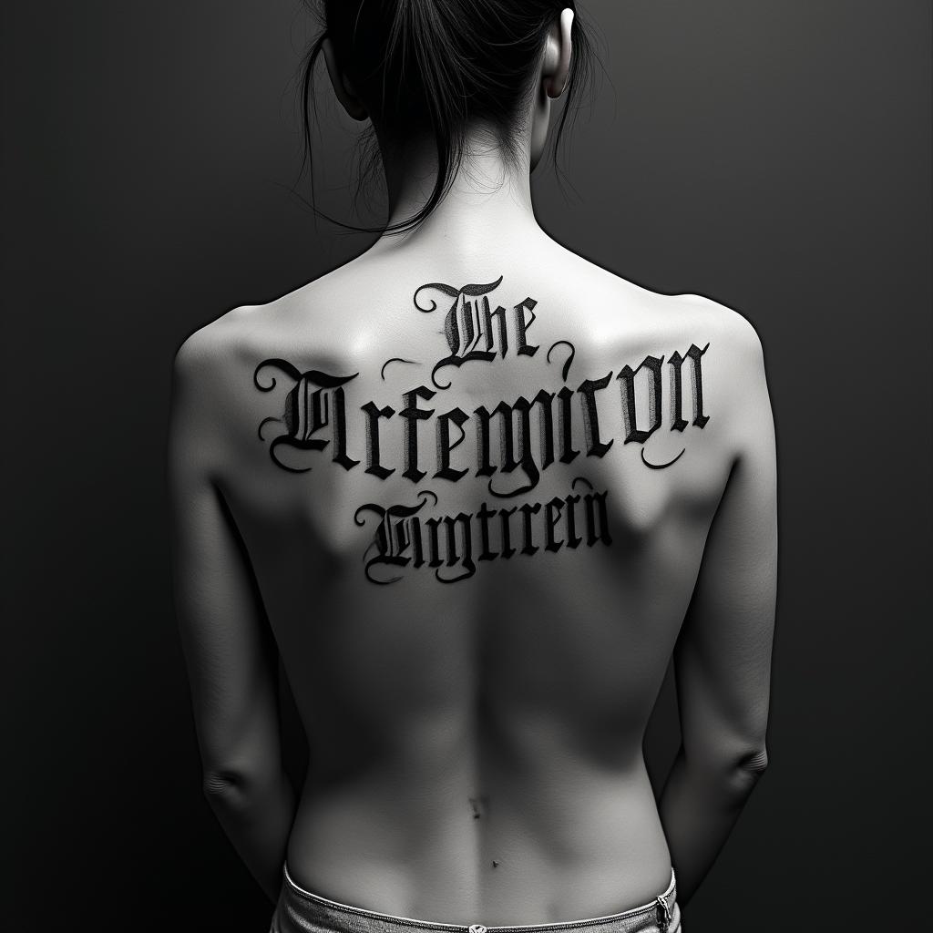Folger López 2004 aquariumtext-based tattoo, gothic font ultra-realistic, perfectly placed, high-quality font design, photo-realistic shading, 8k, high quality, finely detailed typography