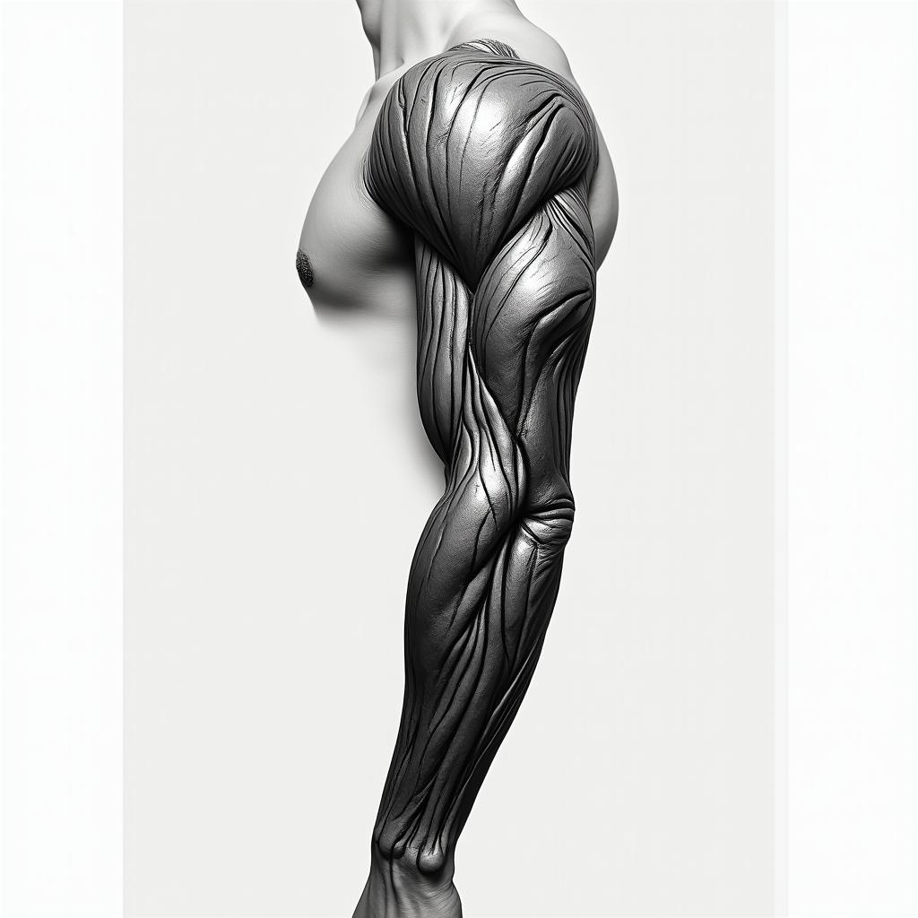 Mechanical and muscle tissue sleevein realism tattoo style, featuring a highly detailed, lifelike, capturing every detail, photorealistic, ultra realistic, intricate shading, smooth and sharp,   - Variation 9