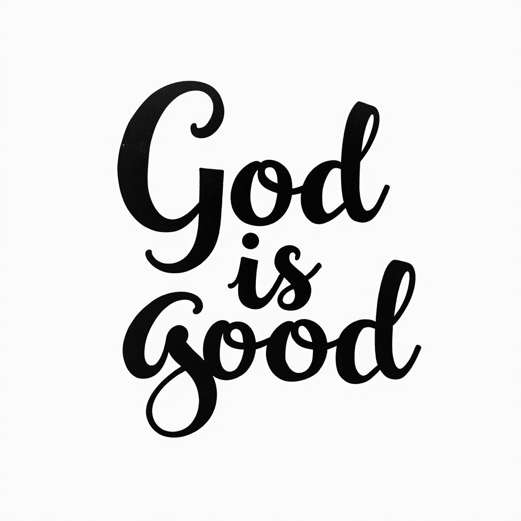 God is goodtext-based tattoo, japanese font ultra-realistic, perfectly placed, high-quality font design, photo-realistic shading, 8k, high quality, finely detailed typograph - Variation 2