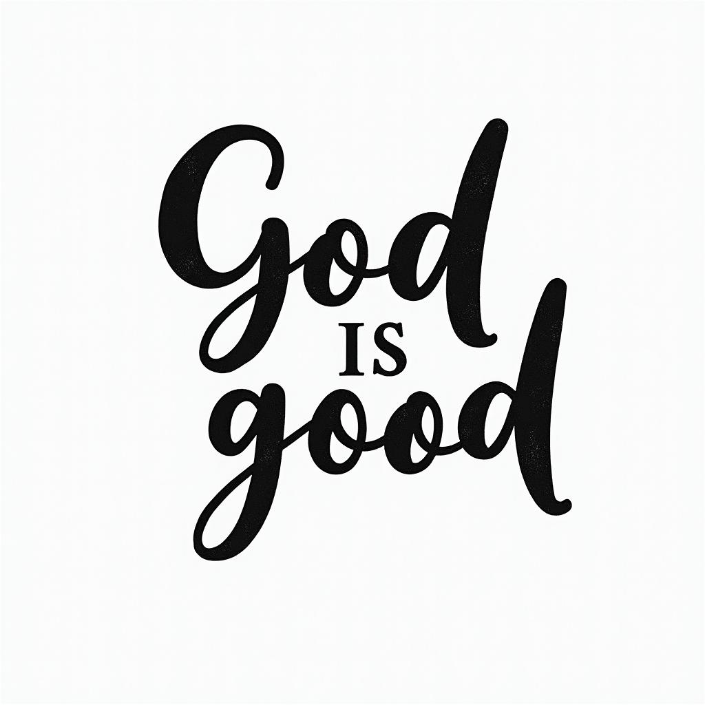 God is goodtext-based tattoo, japanese font ultra-realistic, perfectly placed, high-quality font design, photo-realistic shading, 8k, high quality, finely detailed typograph - Variation 3