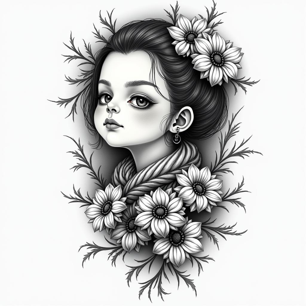 Tattoo to honor your dead childrenin japanese style tattoo, detailed tattoo, traditional japanese culture tattoo, mythology, 8k - Variation 3