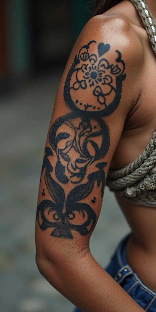 Gracielabruna twins Rio de Janeiroin bohemian style tattoo, 8k - Variation 2