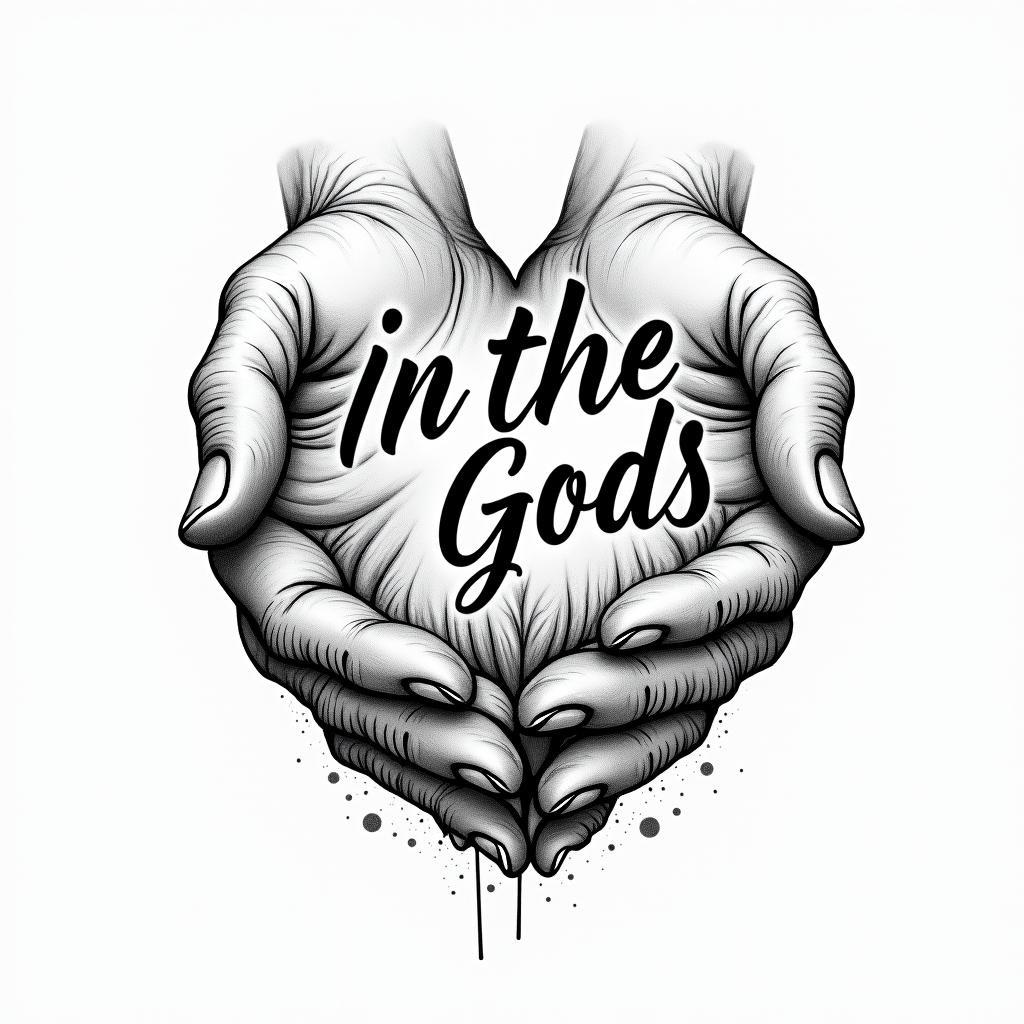 Script lettering saying in gods handshigly detailed tattoo - Variation 4
