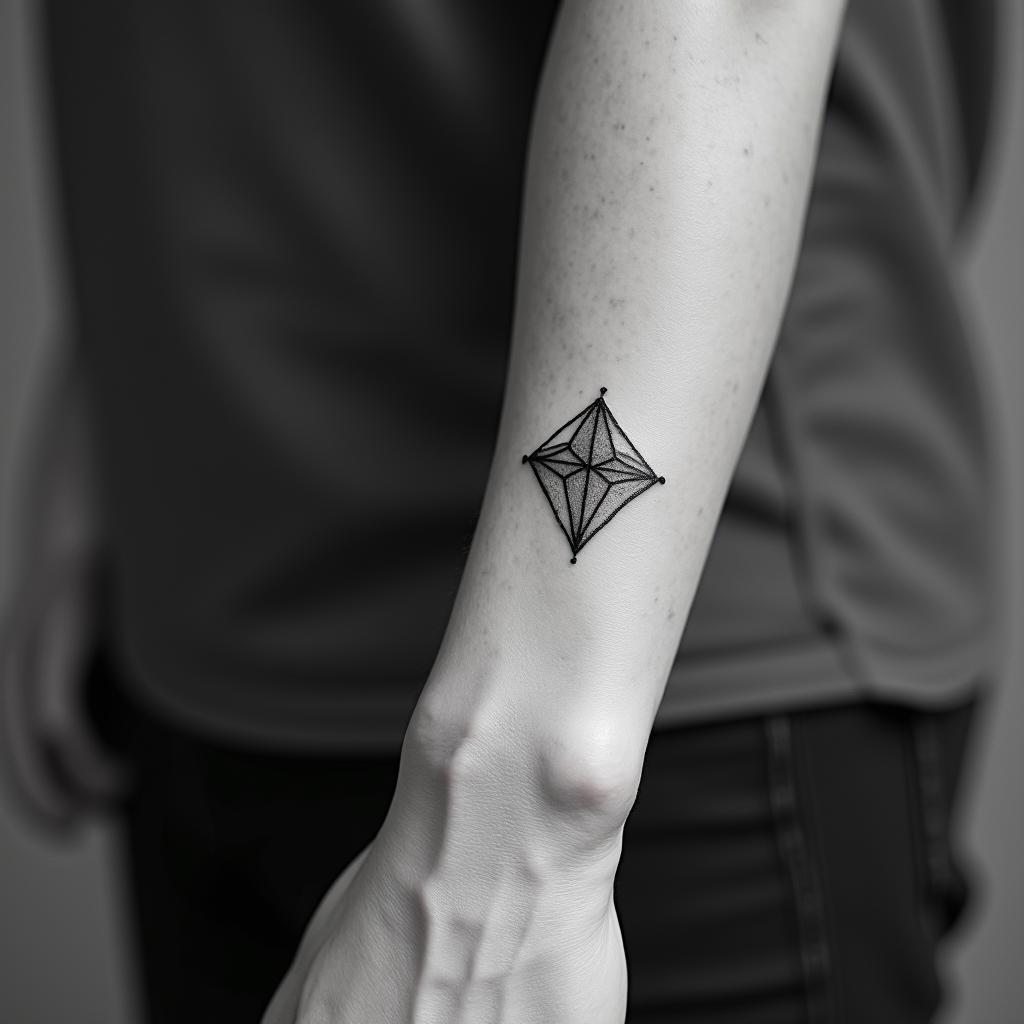 Familyin minimalist style tattoo, featuring simple shapes and fine lines, with minimal shading and details, tiny triangles, creating a sense of balance and harmony