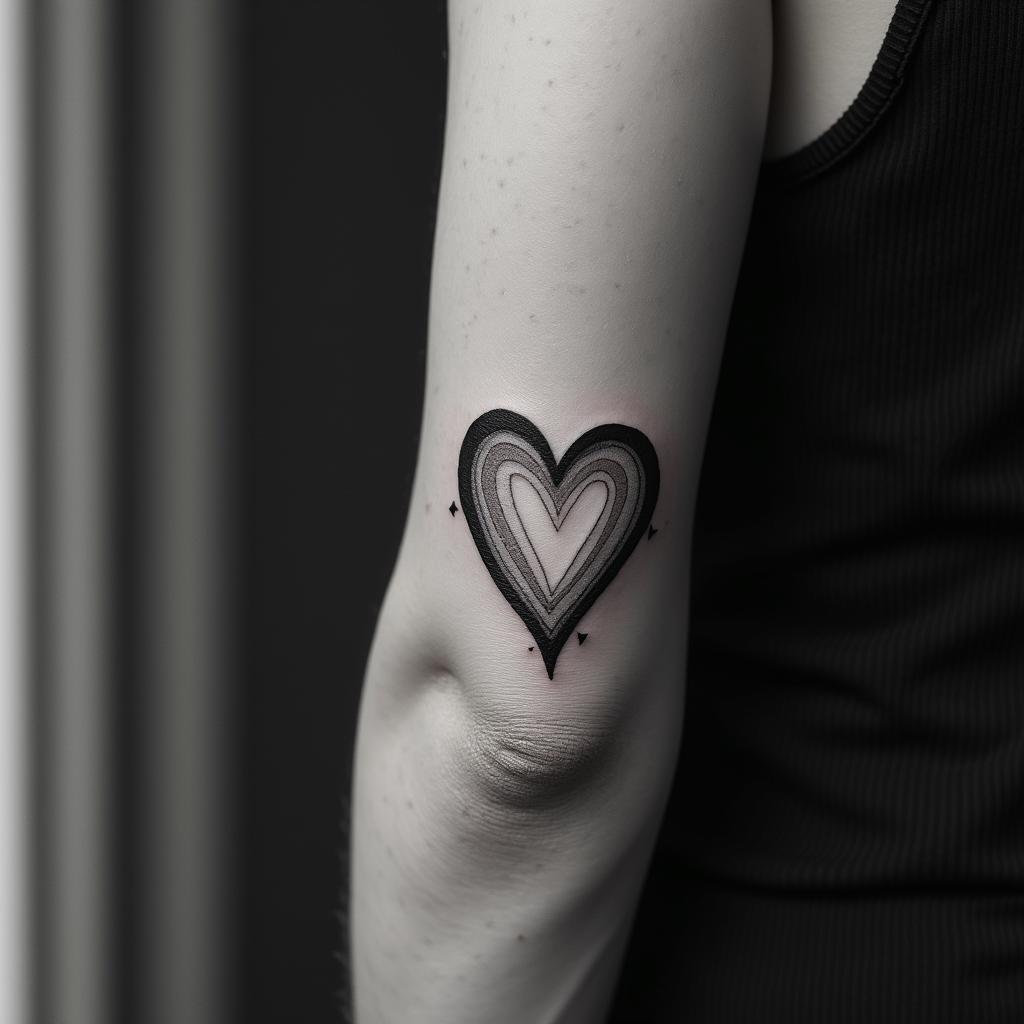 Love between mother and sonin minimalist style tattoo, featuring simple shapes and fine lines, with minimal shading and details, tiny triangles, creating a sense of balance and harmony - Variation 4