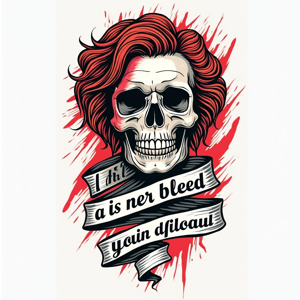 If you never bleed you’re never going to growin pop art style tattoo, featuring bold and vibrant colors, exaggerated outlines, iconic imagery, inspired by comic books and speech bubbles, comic book characters, retro pop culture