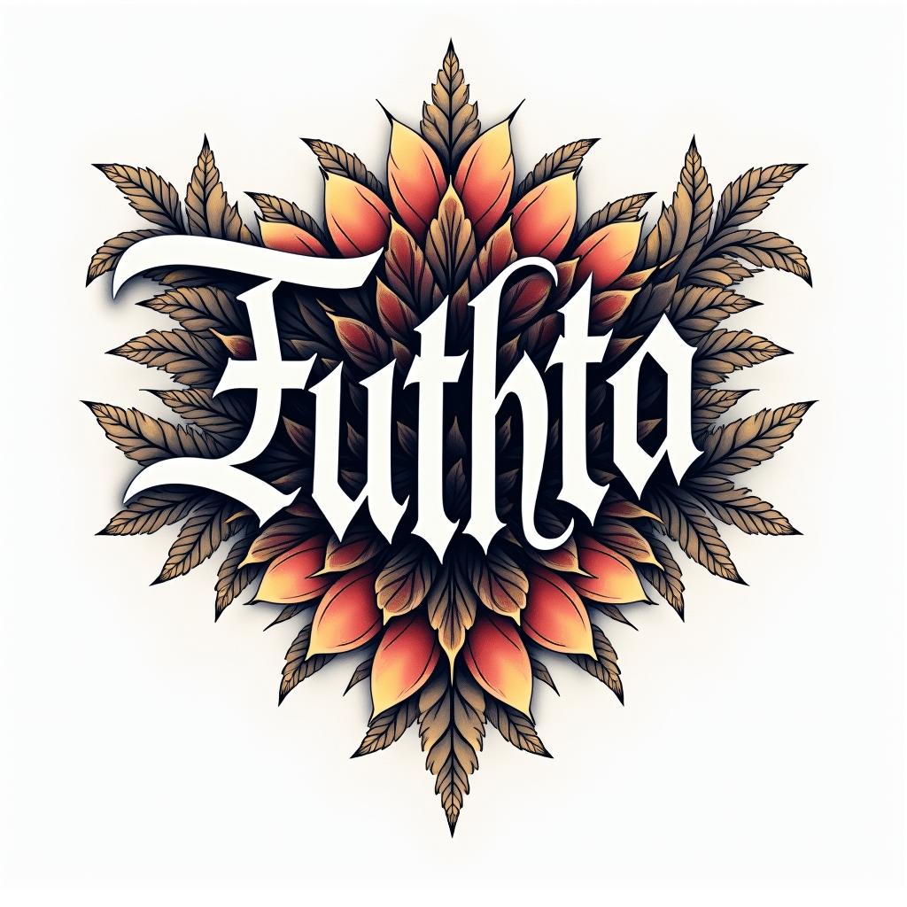 Unique wonderful extraordinary genuinetext-based tattoo, gothic font ultra-realistic, perfectly placed, high-quality font design, photo-realistic shading, 8k, high quality, finely detailed typography - Variation 2