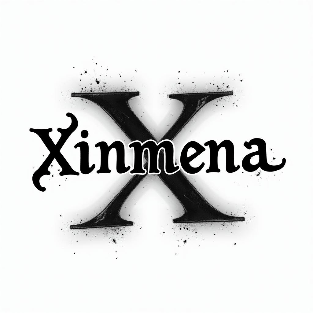 Name Ximena with outer shade fonthigly detailed tattoo - Variation 3