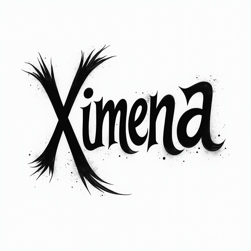 Name Ximena with outer shade fonthigly detailed tattoo