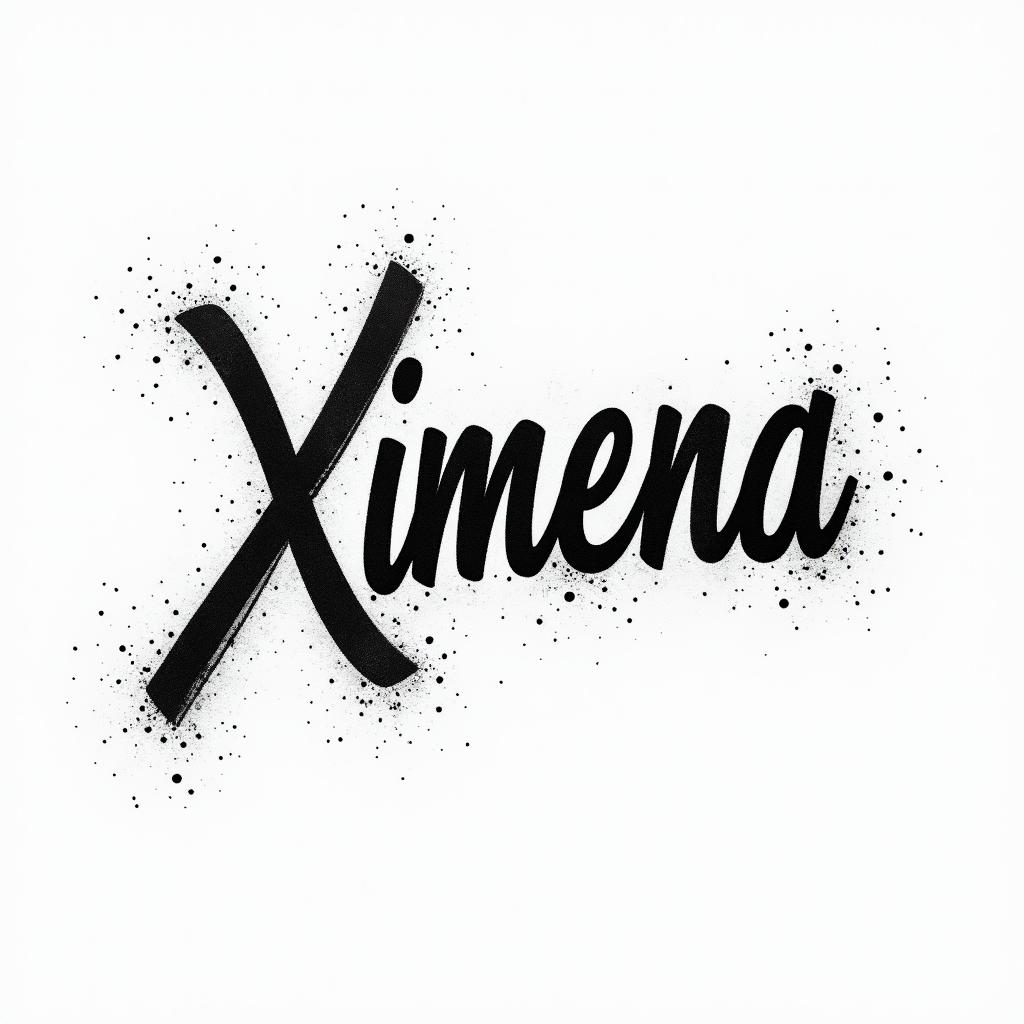 Name Ximena with outer shade fonthigly detailed tattoo - Variation 2