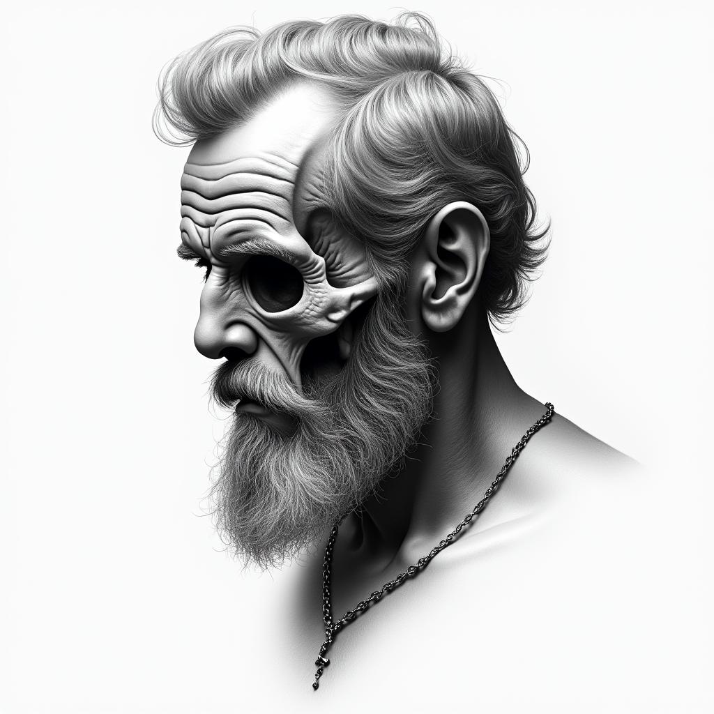 Death of my fatherin bohemian style tattoo, 8k - Variation 2