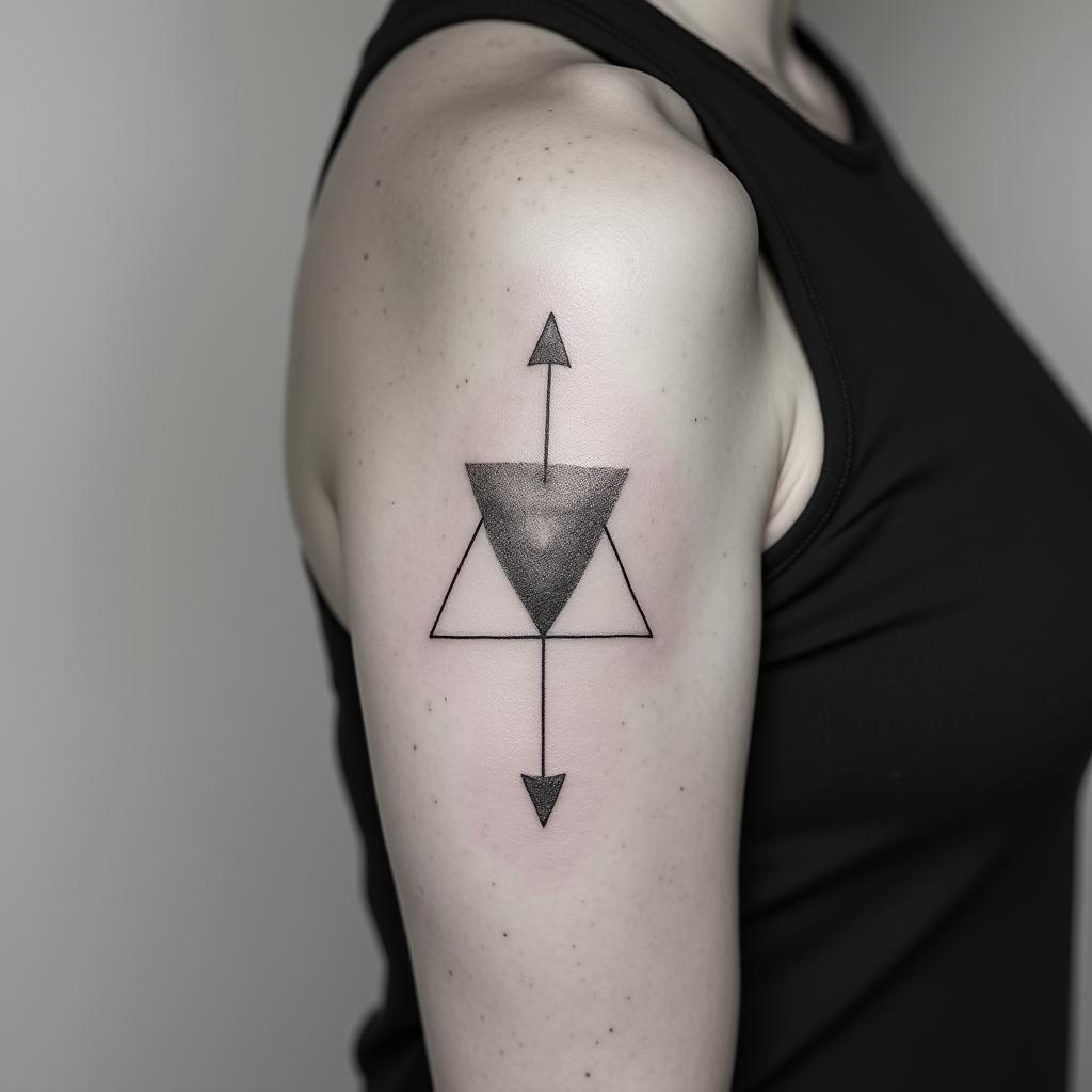 Gemini Graciela lovein minimalist style tattoo, featuring simple shapes and fine lines, with minimal shading and details, tiny triangles, creating a sense of balance and harmony - Variation 2