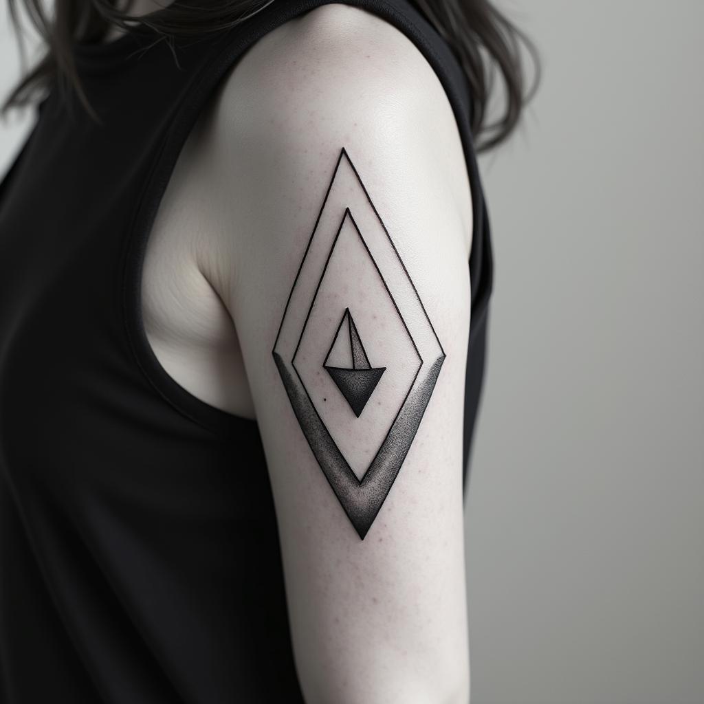 Gemini Graciela lovein minimalist style tattoo, featuring simple shapes and fine lines, with minimal shading and details, tiny triangles, creating a sense of balance and harmony - Variation 3
