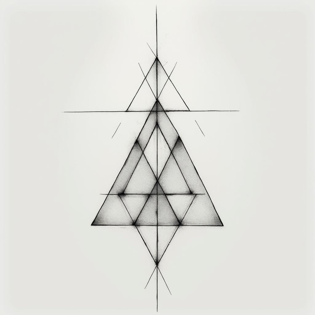 Cruzin minimalist style tattoo, featuring simple shapes and fine lines, with minimal shading and details, tiny triangles, creating a sense of balance and harmony - Variation 2