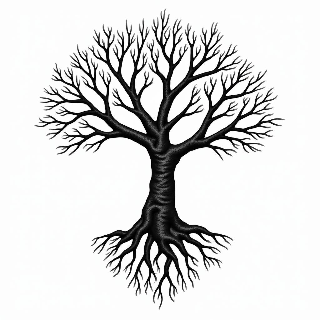 Tree of life with roots and branchesin bohemian style tattoo, 8k - Variation 6