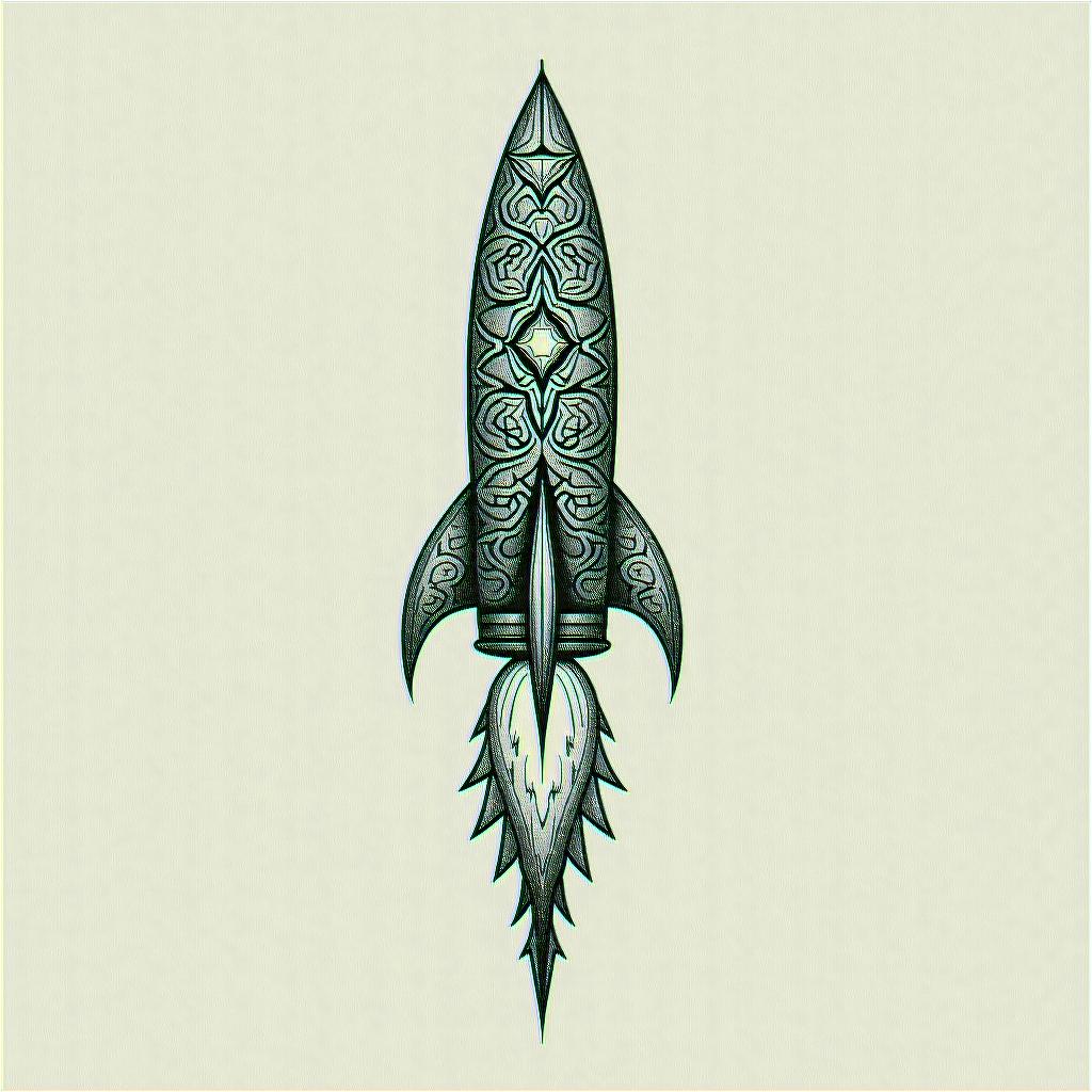 Fine line black rocketin dotwork style tattoo, complex mandala patterns, interlocking geometric shapes with sharp symmetry, clean lines, sharp angles - Variation 4