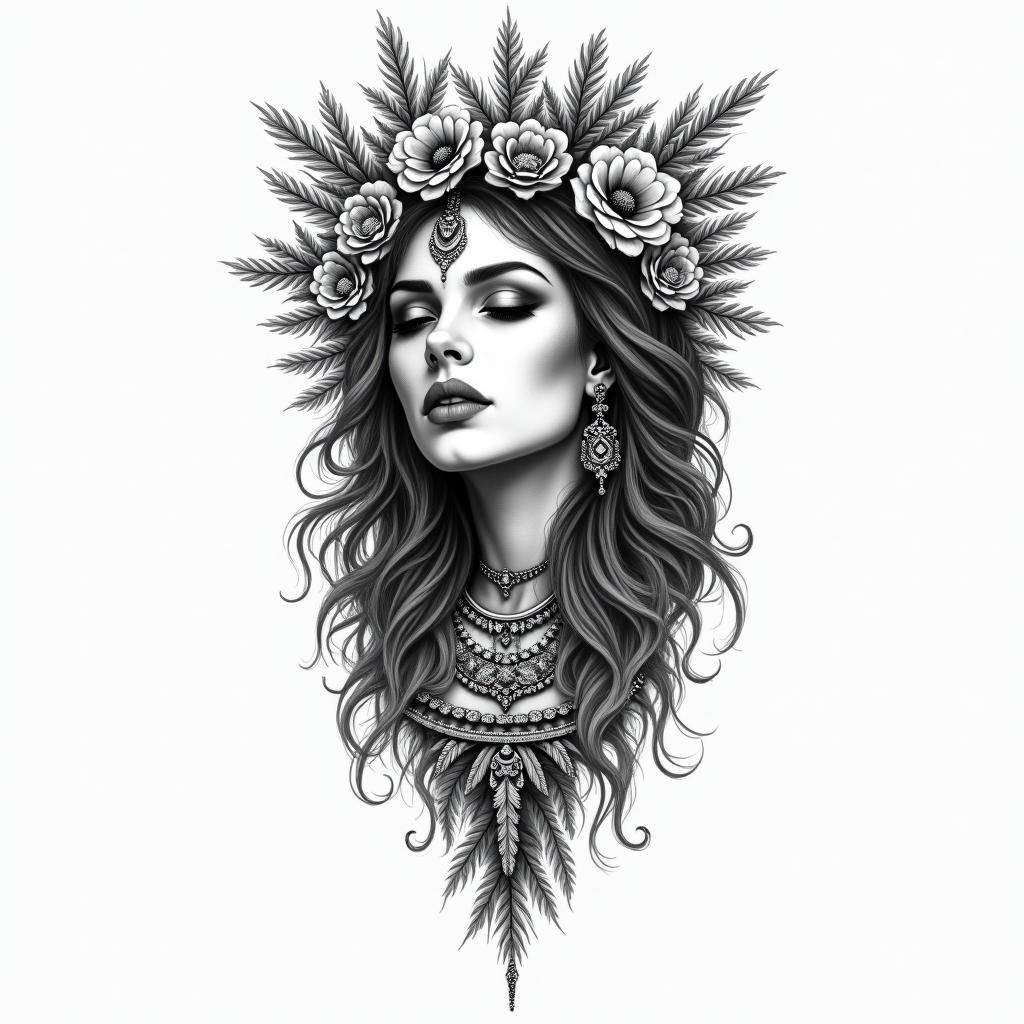 Joelina, Waage, Stuttgartin bohemian style tattoo, 8k - Variation 4