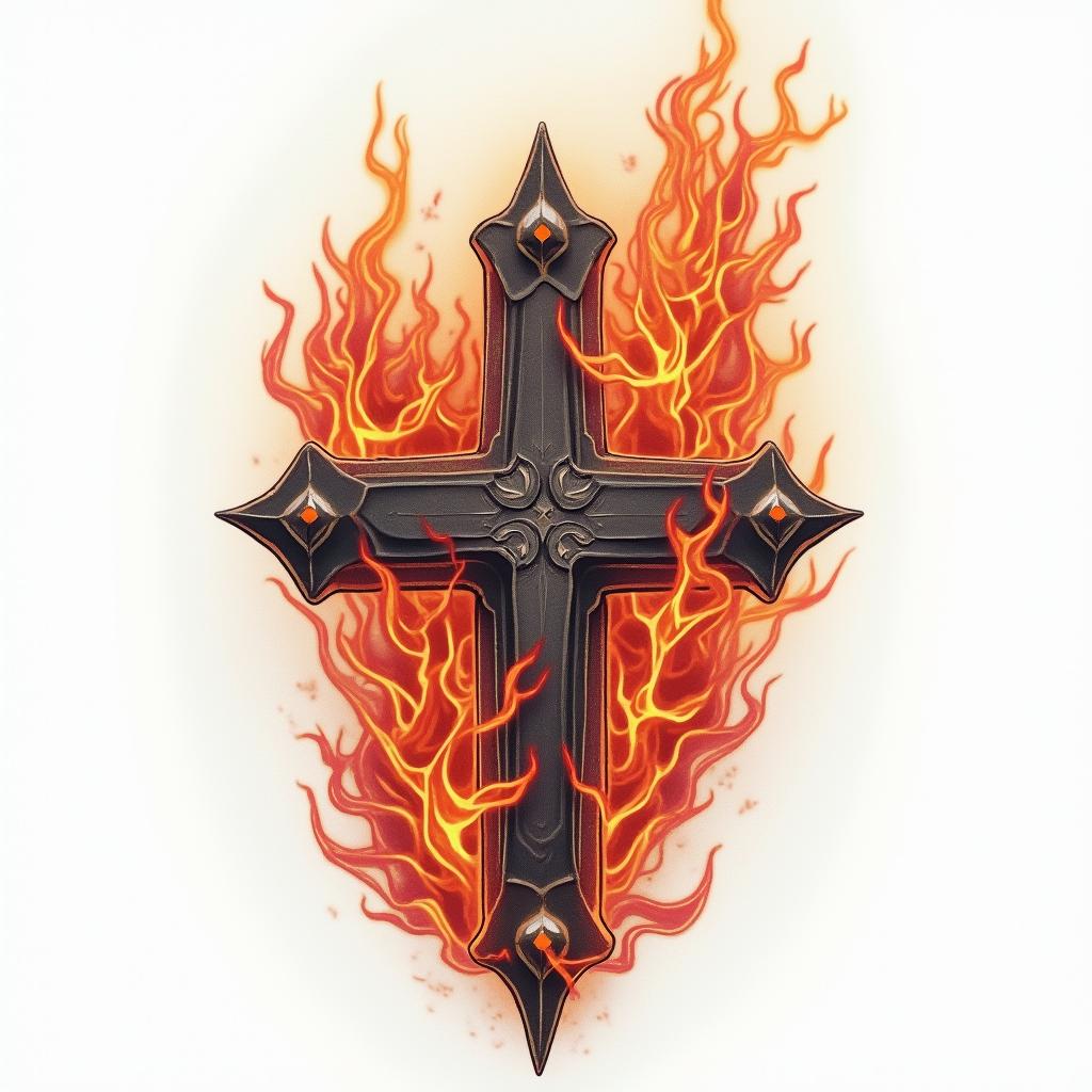 Joelina, Waage, Stuttgartin flame tattoo style showcasing fiery elements with dynamic flame patterns, glowing effect of flames, natural colors - Variation 4