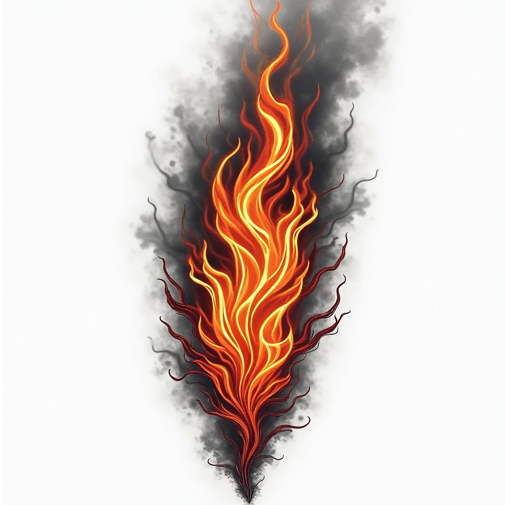 Joelina, Waage, Stuttgartin flame tattoo style showcasing fiery elements with dynamic flame patterns, glowing effect of flames, natural colors - Variation 2