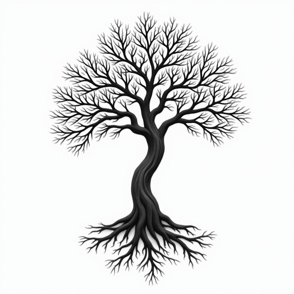 Tree of life with roots and branchesin bohemian style tattoo, 8k - Variation 5