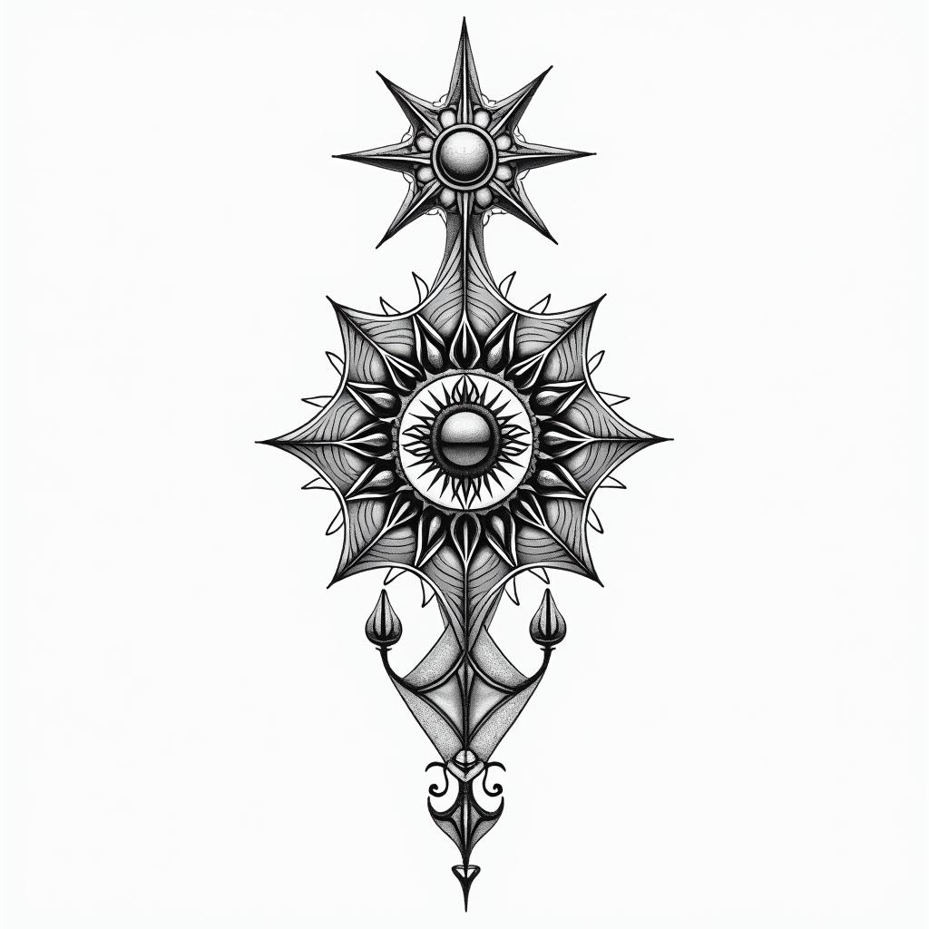 Chris capricornin spiritual symbols tattoo style, featuring an intricate design incorporating elements, Hamsa hand, third eye, minimalist composition - Variation 4