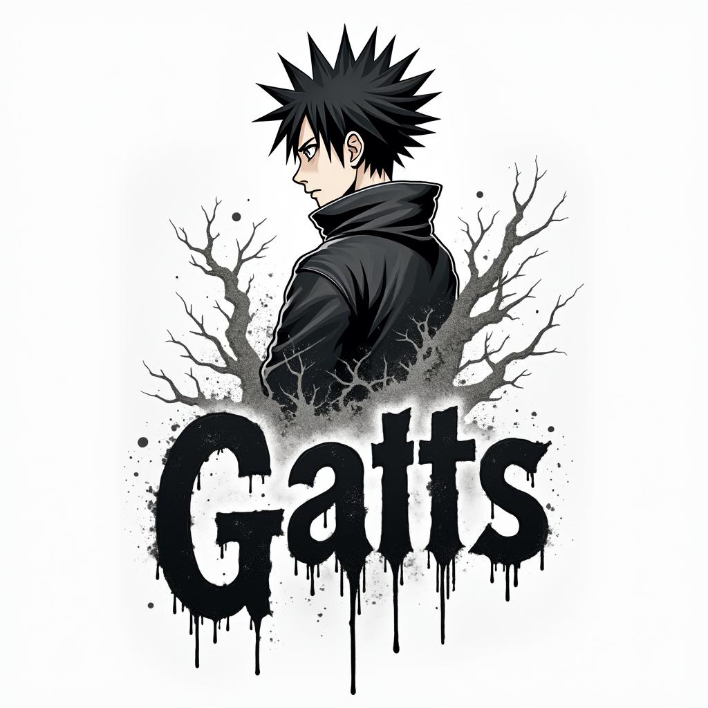 Gaara and gutstext-based tattoo, gothic font ultra-realistic, perfectly placed, high-quality font design, photo-realistic shading, 8k, high quality, finely detailed typography - Variation 2