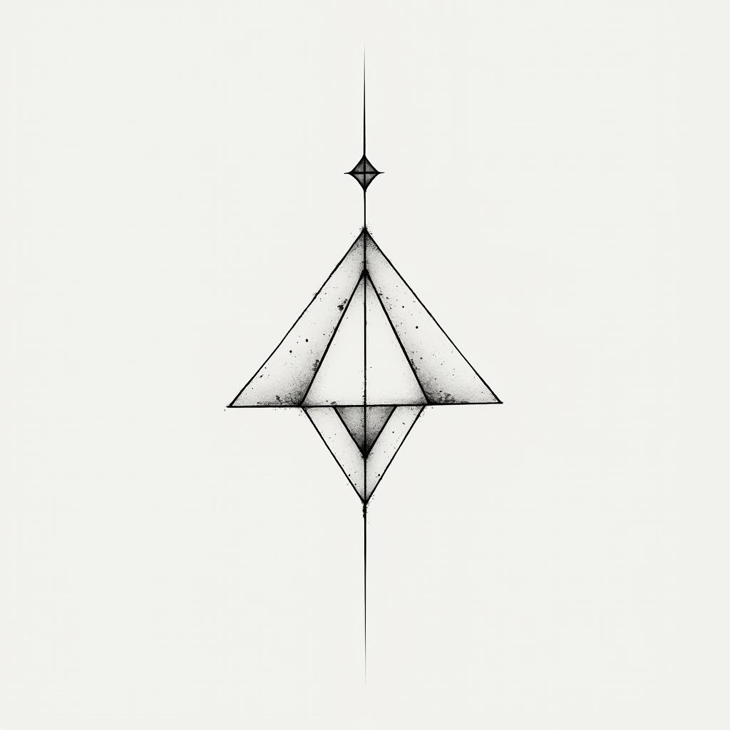 Eliot Betzain minimalist style tattoo, featuring simple shapes and fine lines, with minimal shading and details, tiny triangles, creating a sense of balance and harmony