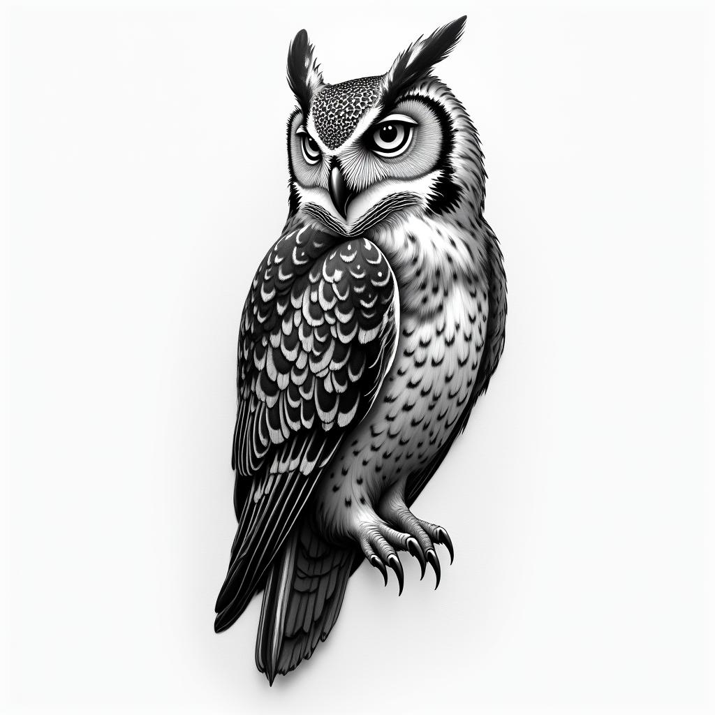 Owlhigly detailed tattoo - Variation 2