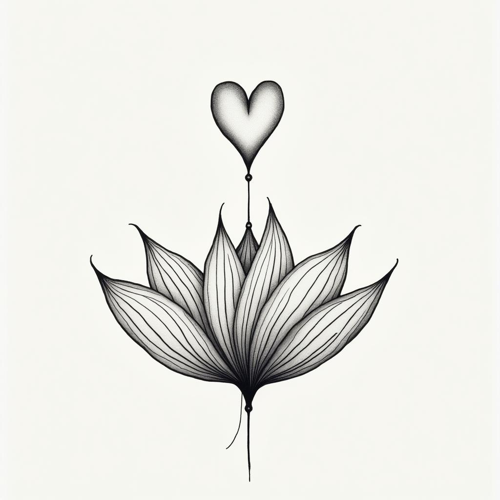 Eliot Betzain Modest style tattoo, featuring soft, delicate line work with simple and meaningful symbols, gentle waves, a heart, evoking a sense of serenity and grace,