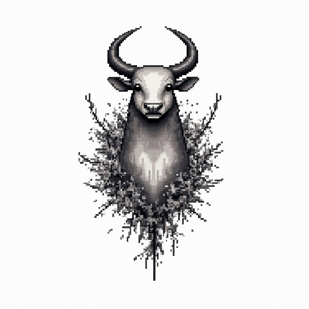 Sharay Paola, May 15, Taurus, 1996in 8-bit tattoo style, minimalistic pixel style tattoo, pixel art with simplified shapes and retro gaming visuals, inspired by 8-bit pixel based detailing