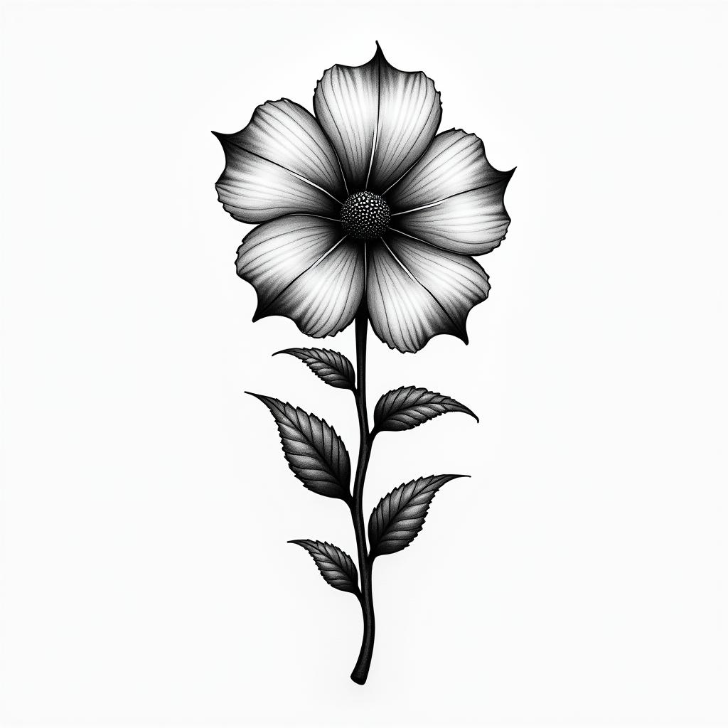 a flower with a fingerprinthigly detailed tattoo