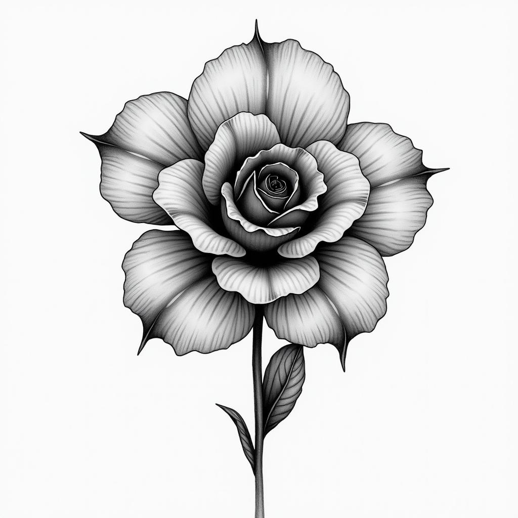 a flower with a fingerprinthigly detailed tattoo - Variation 2