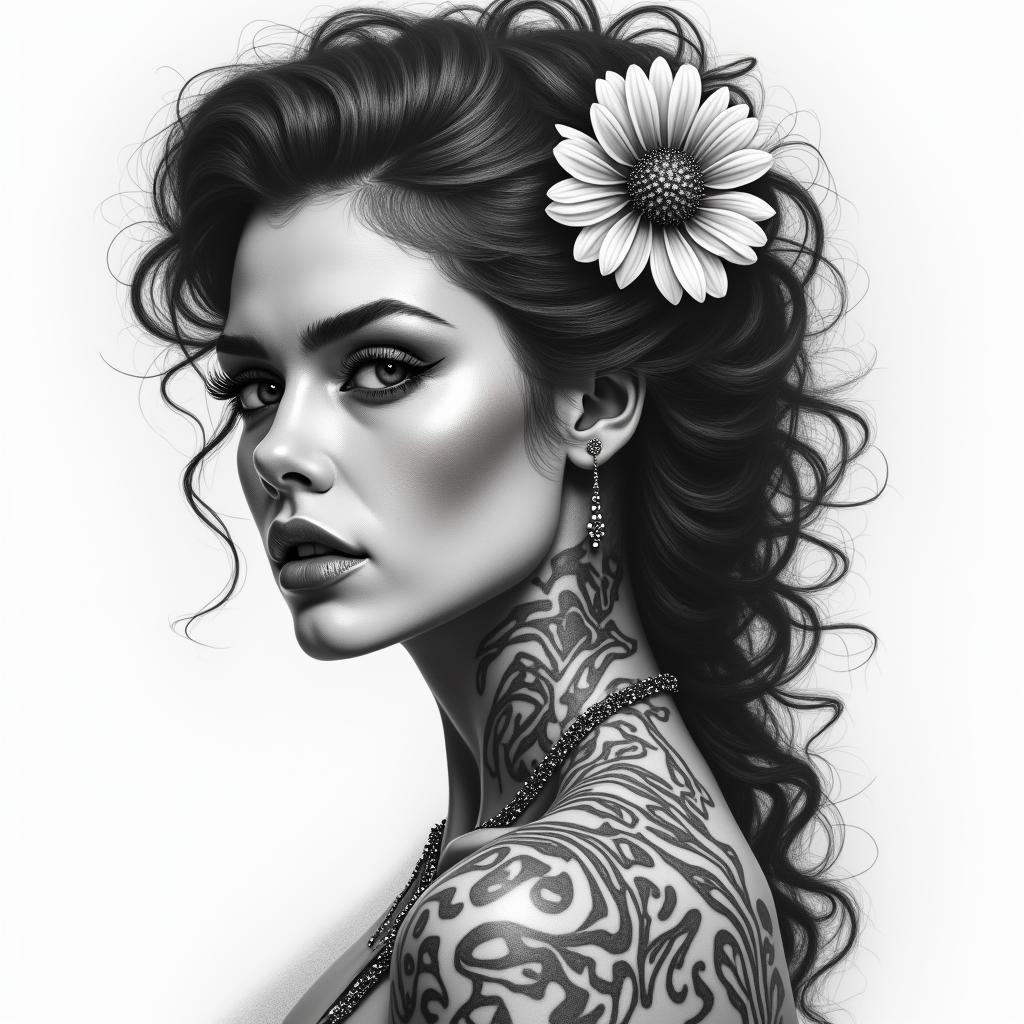 Catrina womanin realism tattoo style, featuring a highly detailed, lifelike, capturing every detail, photorealistic, ultra realistic, intricate shading, smooth and sharp,   - Variation 4