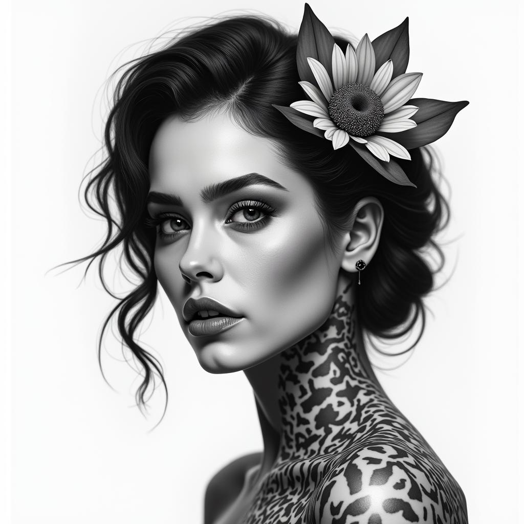Catrina womanin realism tattoo style, featuring a highly detailed, lifelike, capturing every detail, photorealistic, ultra realistic, intricate shading, smooth and sharp,   - Variation 2
