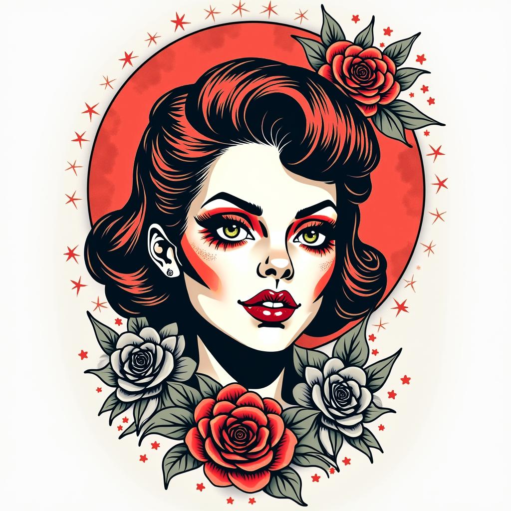 Billiein pop art style tattoo, featuring bold and vibrant colors, exaggerated outlines, iconic imagery, inspired by comic books and speech bubbles, comic book characters, retro pop culture - Variation 2