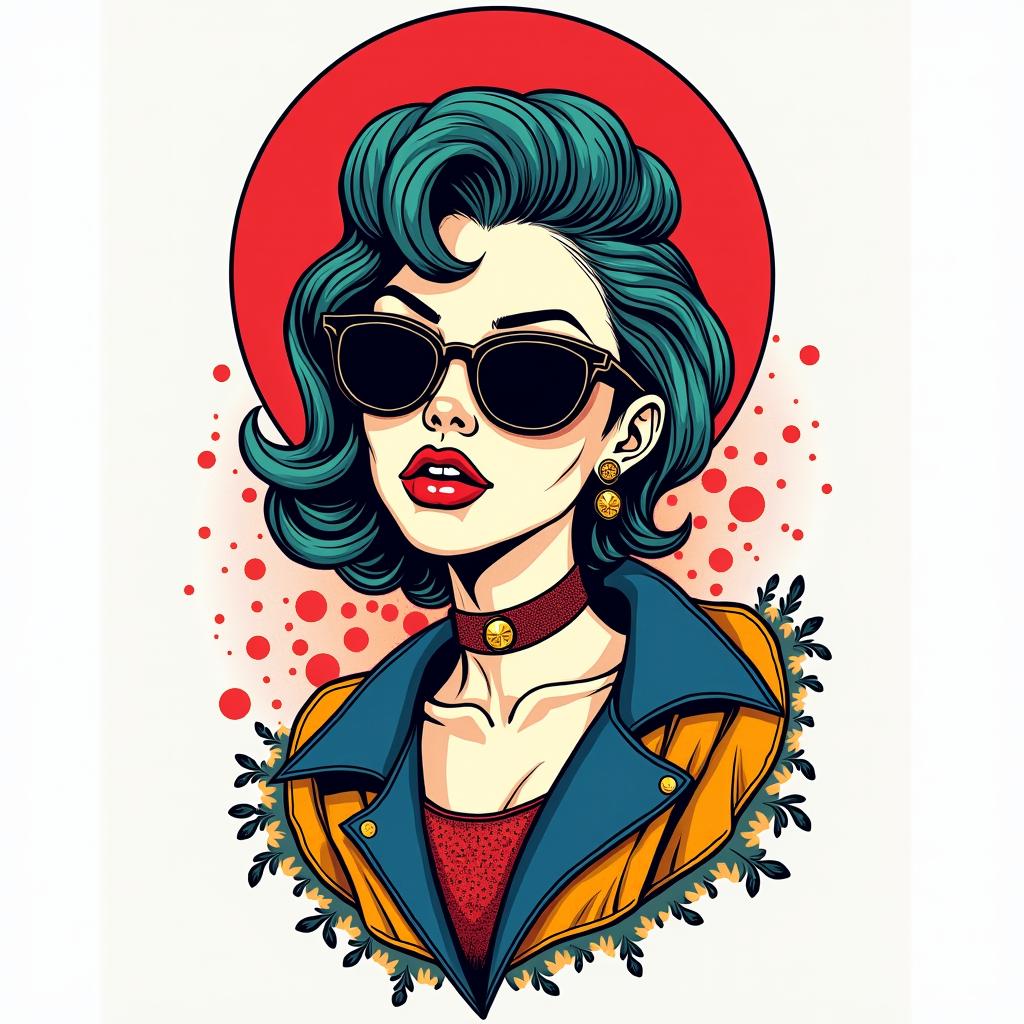 Billiein pop art style tattoo, featuring bold and vibrant colors, exaggerated outlines, iconic imagery, inspired by comic books and speech bubbles, comic book characters, retro pop culture