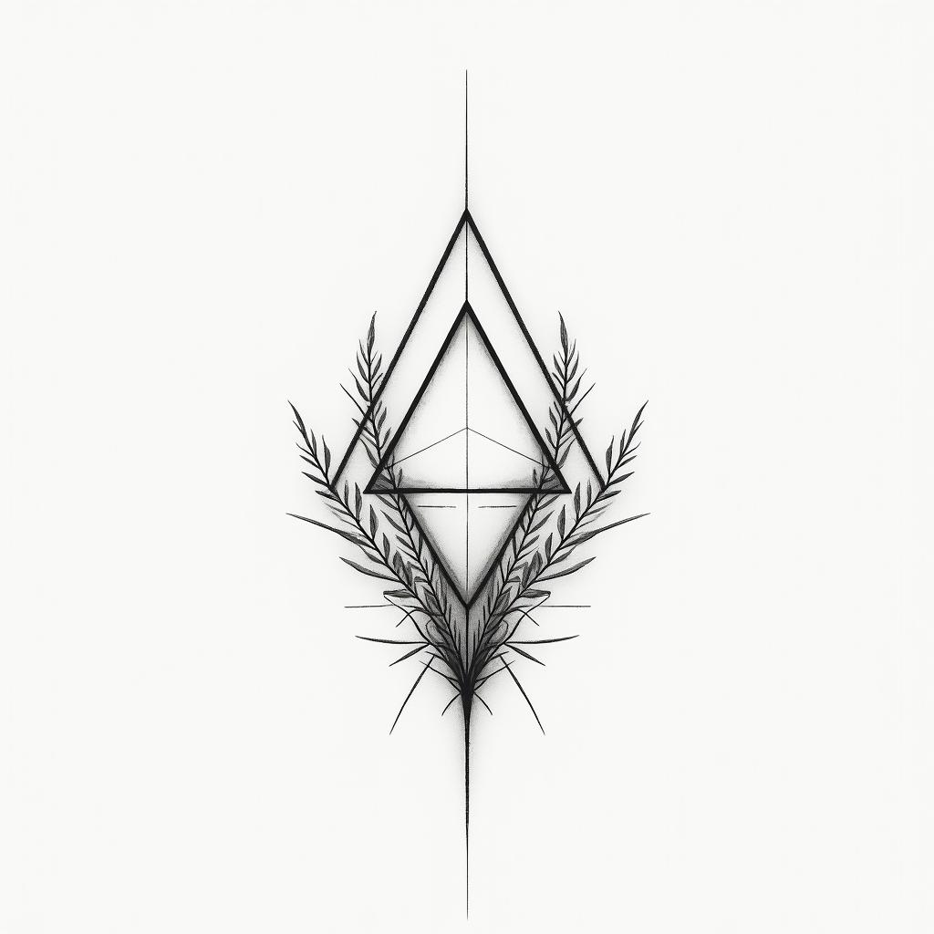 I want a couple tattoo to remember our Florida vacationin minimalist style tattoo, featuring simple shapes and fine lines, with minimal shading and details, tiny triangles, creating a sense of balance and harmony - Variation 2