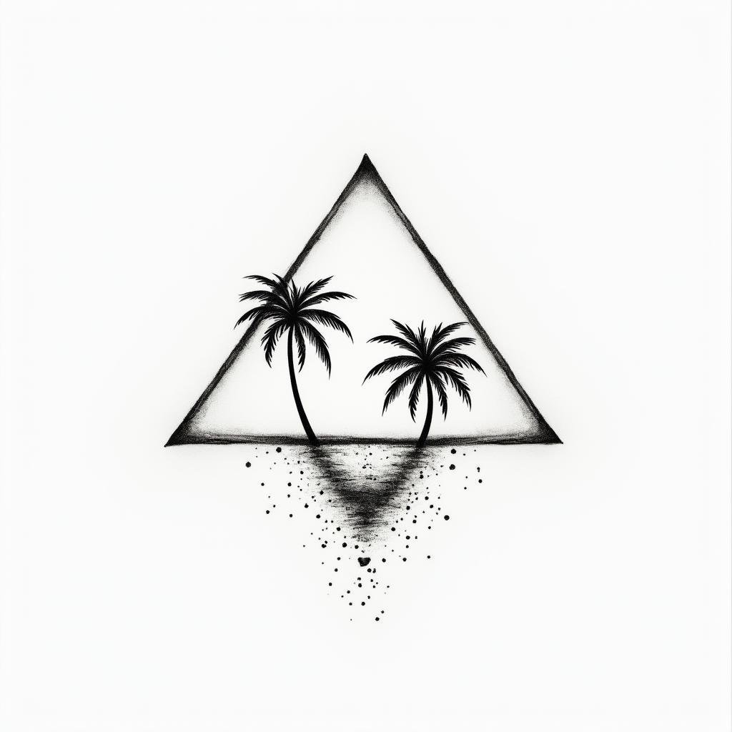 I want a couple tattoo to remember our Florida vacationin minimalist style tattoo, featuring simple shapes and fine lines, with minimal shading and details, tiny triangles, creating a sense of balance and harmony - Variation 4